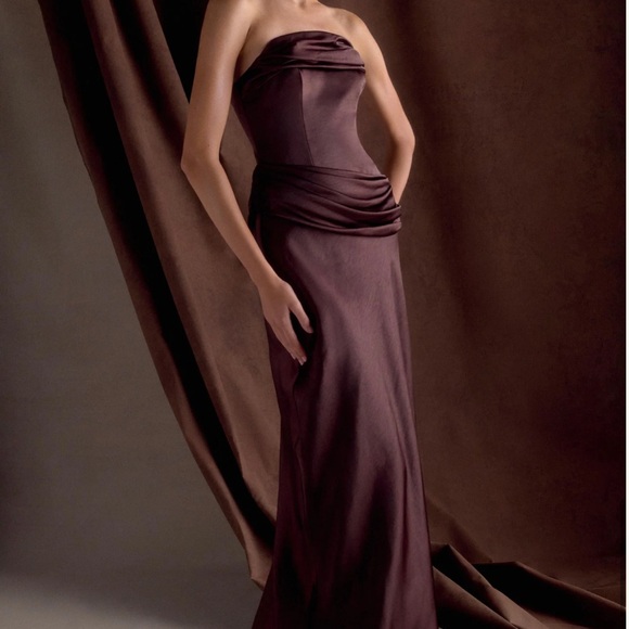 Meshki Jasmine Strapless Maxi Dress-Dark Chocolate - Picture 2 of 4